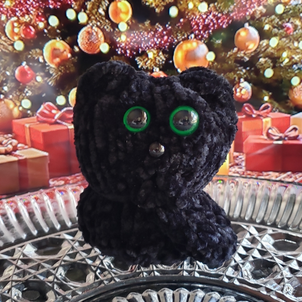 Handcrafted knit chenille kitty